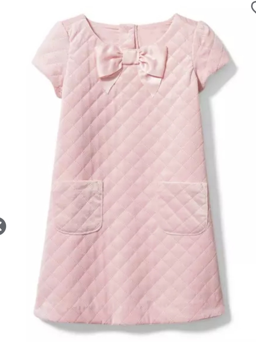 Janie and Jack Pink Quilted Dress Girls 7 Bow Pockets Party